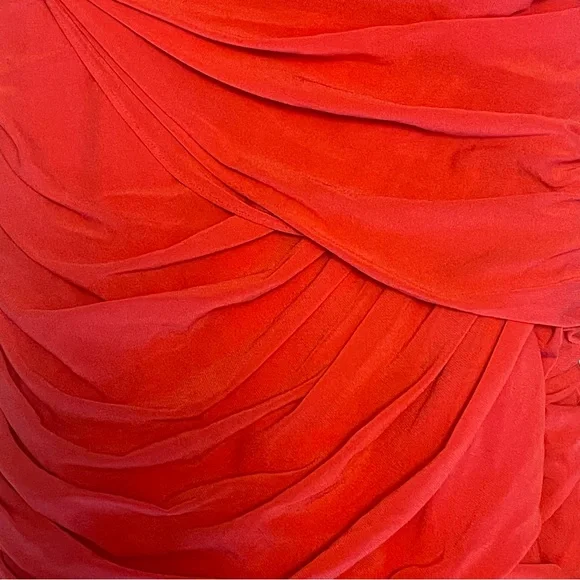 BCBG Maxazria Dress Size XS Lou Dress Poppy. NWT Open Back Ruched - Picture 12 of 12